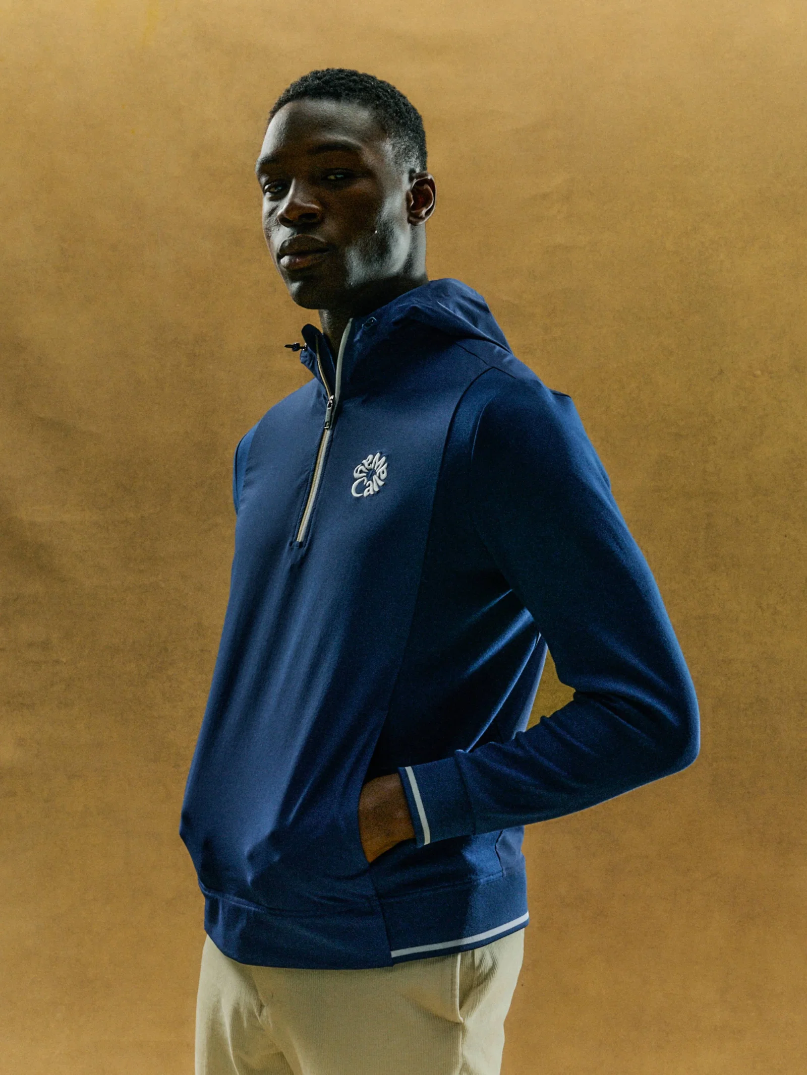 Image of Callaway Legacy Collection™ Mens Mixed Media Hooded Quarter-Zip Golf Base Layer