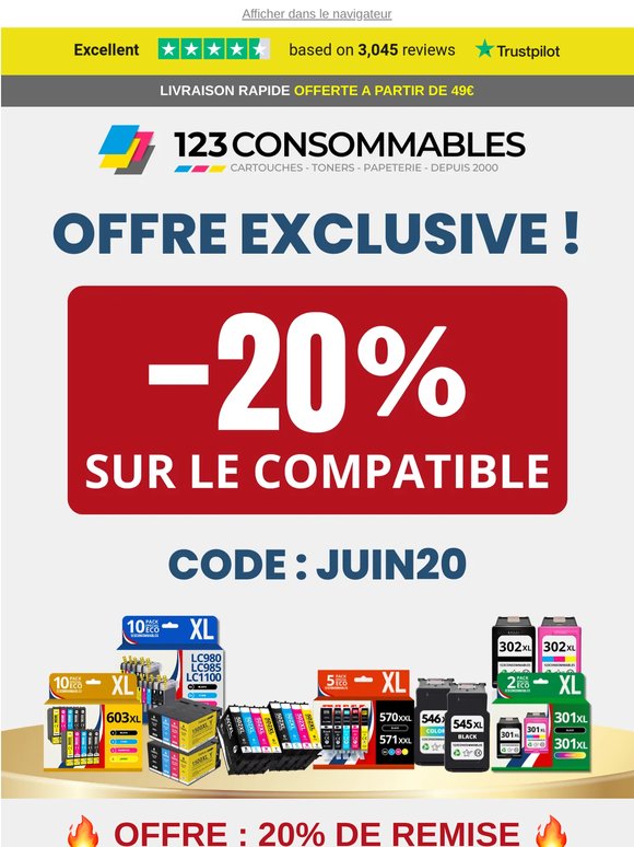 🤩 -20% sur tout le compatible !