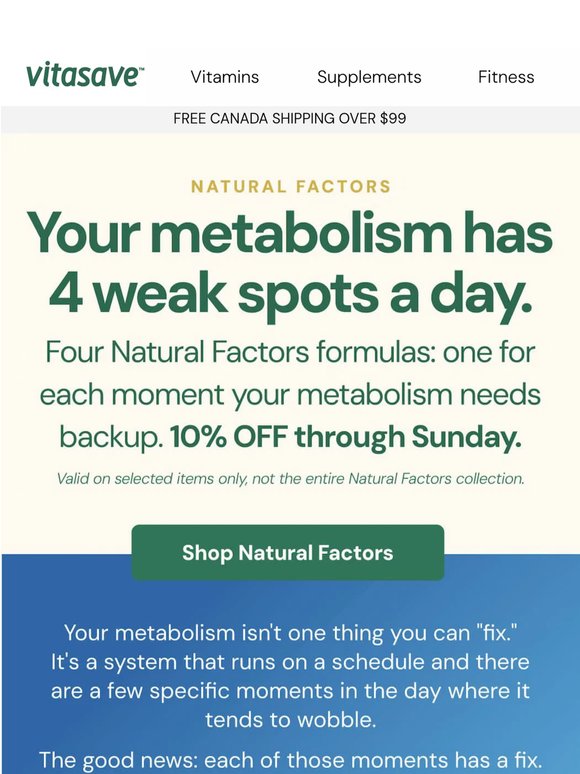 Your metabolism has 4 weak spots a day.