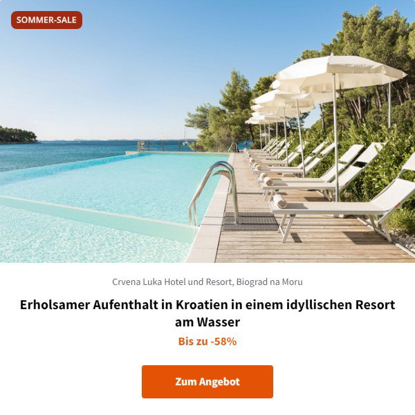 Erholsamer Aufenthalt in Kroatien in einem idyllischen Resort am Wasser