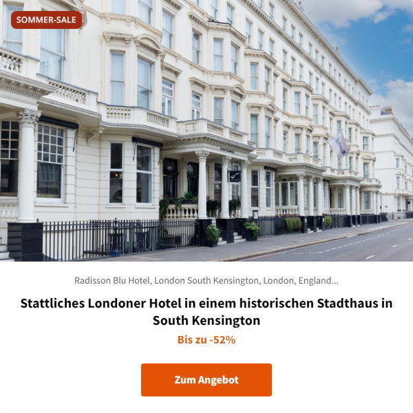 Stattliches Londoner Hotel in einem historischen Stadthaus in South Kensington