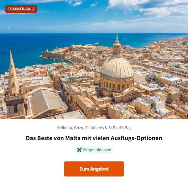 Das Beste von Malta mit vielen Ausflugs-Optionen