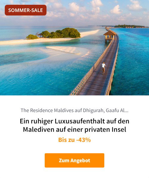 Ein ruhiger Luxusaufenthalt auf den Malediven auf einer privaten Insel