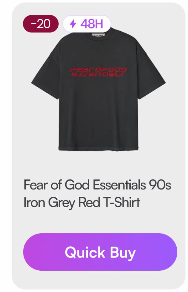 Fear of God Essentials 90s Iron Grey Red T-Shirt