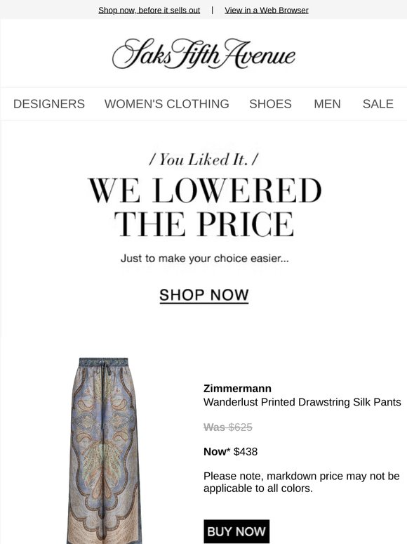 Price Drop Alert! Buy your Zimmermann pants & more now...