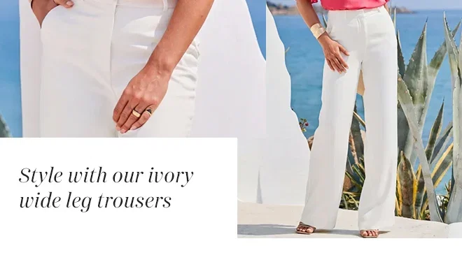Ivory Fluid Wide Leg Trousers