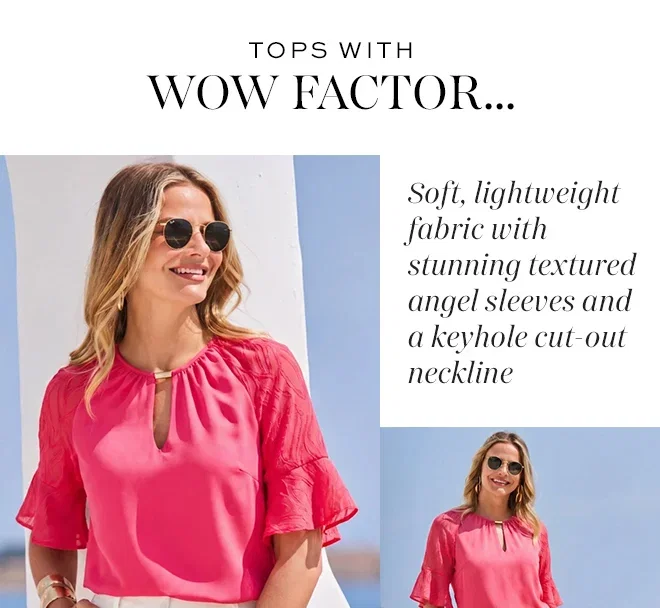 Pink Keyhole Detail Textured Dobby Sleeve Top