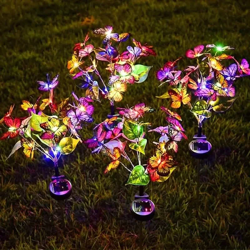 Image of 2-Pack: Solar-Powered Butterfly Flower Lamp