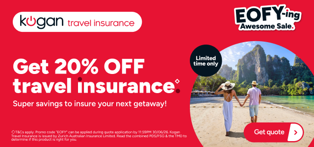Kogan Travel Insurance EOFY - Get 20% off Travel Insurance ◇