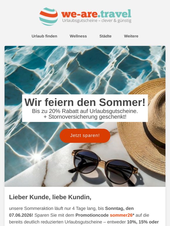 Bis zu 20% Rabatt auf alles - wir feiern den Sommer!