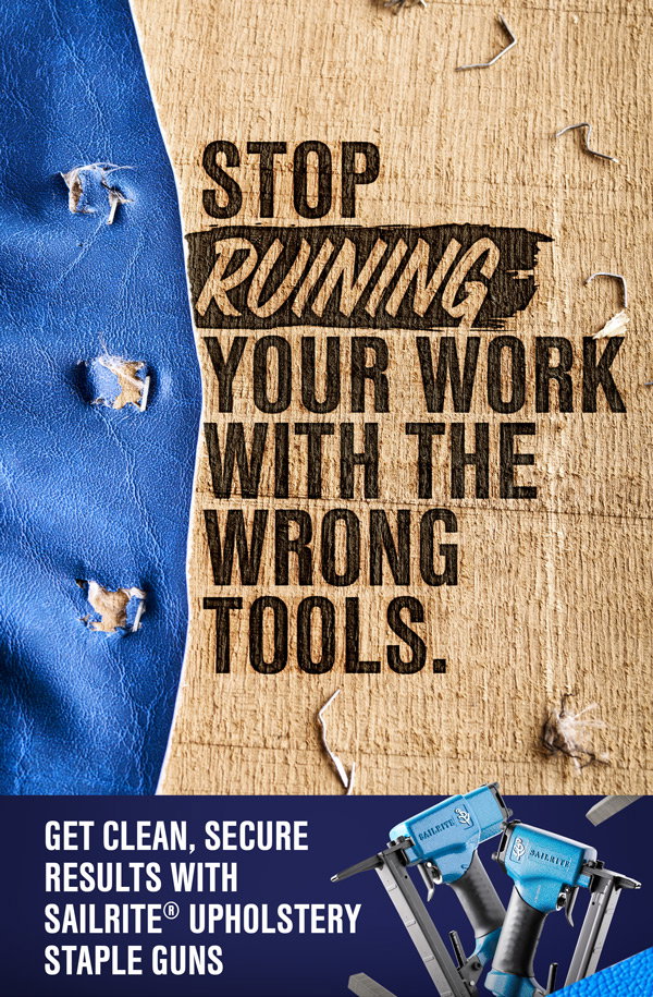 Stop ruining your work with the wrong tools. Get clean, secure results with Sailrite® upholstery staple guns.