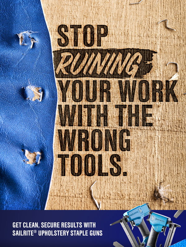 Stop ruining your work with the wrong tools. Get clean, secure results with Sailrite® upholstery staple guns.