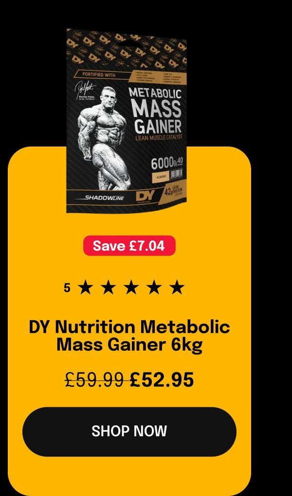 Applied Nutrition Critical Mass Original 6kg and DY Nutrition Metabolic Mass Gainer 6000g with prices.