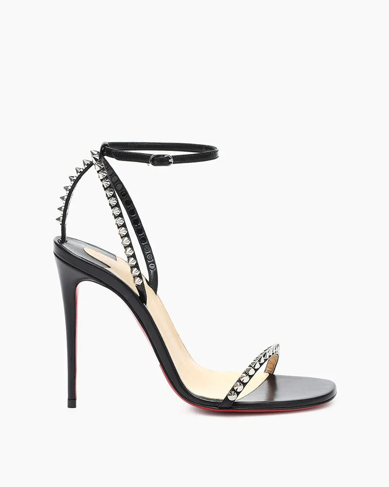 Evening Party Studded Leather Stiletto Sandal Heels