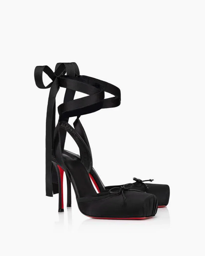 Romantic Evening Lace Up Pointed Pumps