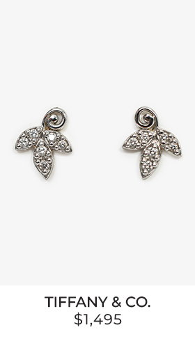 Tiffany & Co. 18K White Gold Diamond Paloma Picasso Olive Leaf Earrings