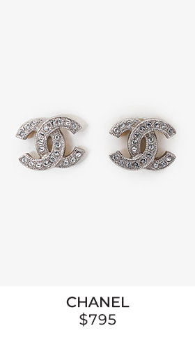 Pre-Loved Chanel™ Silver Toned Crystal CC Studs
