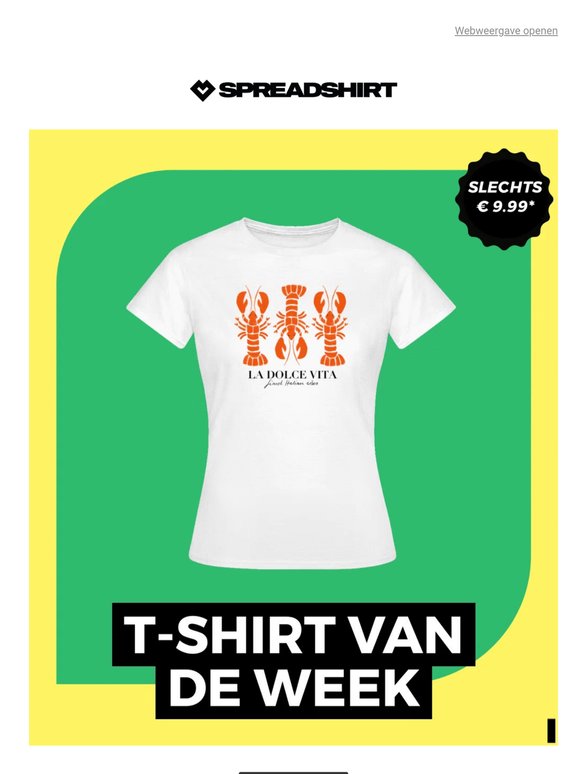 🦞 €9.99 voor het Kreeft T-shirt van de week