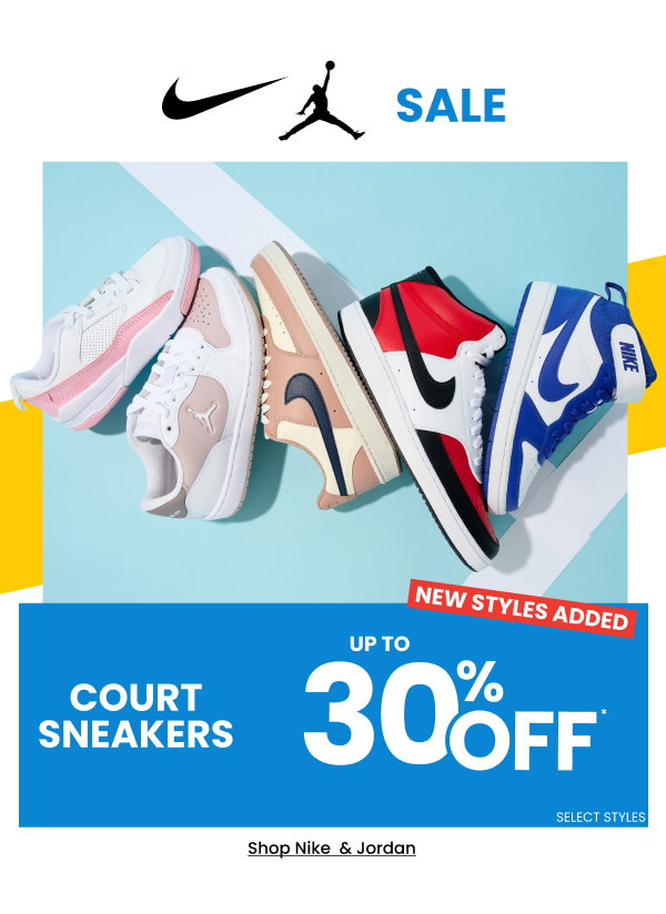 Nike Jordan Sale Court Sneakers up to 30% Off New Styles Added