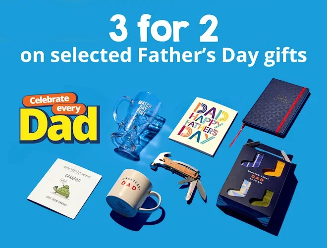 3 for 2 on selected father's day gifts