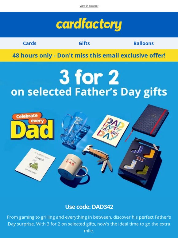 3 for 2 on Father's Day gifts! 🎁