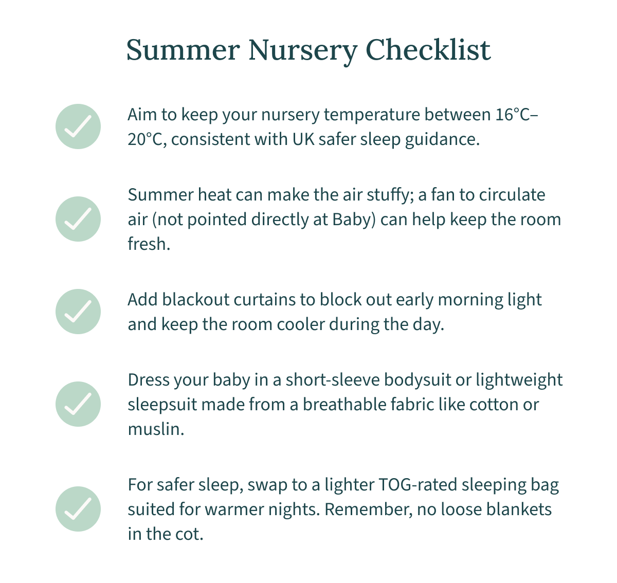 Summer Nursery Checklist