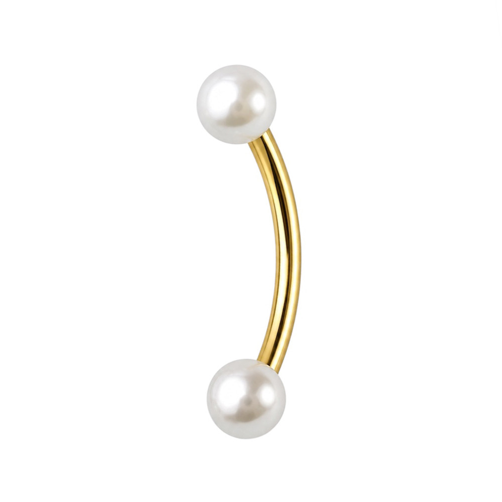  Pearl Ball Curved Barbells Piercings 16G 8mm