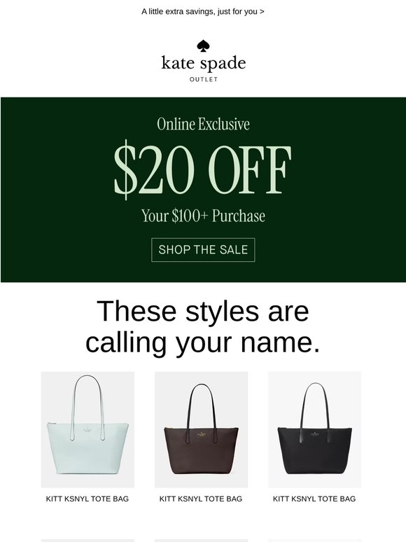 You’re in: take $20 off $100+ purchase