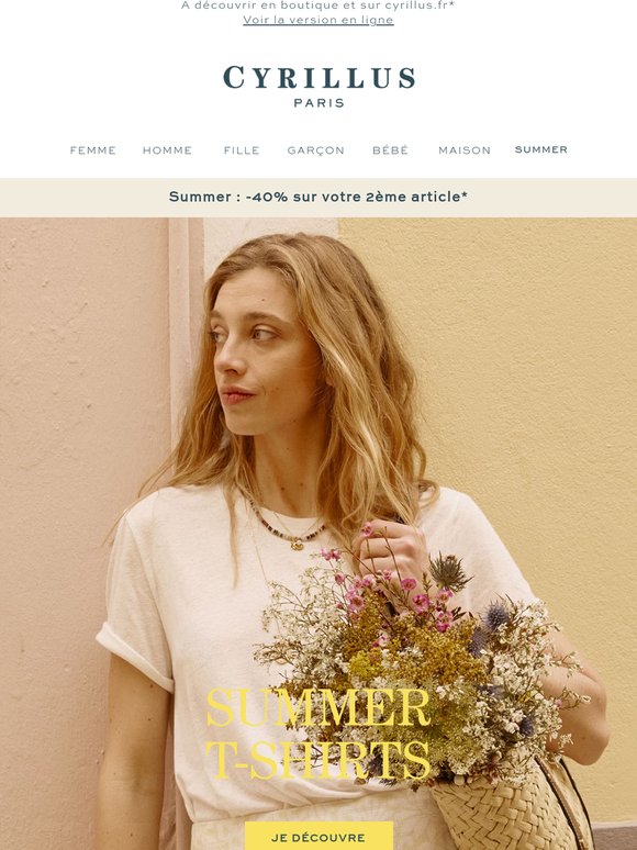 Les nouveaux t-shirts : -40% sur votre 2ème article*