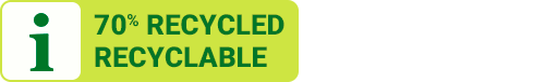 70% RECYCLED RECYCLABLE