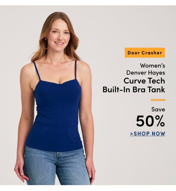 Door Crasher Women's Denver Hayes Curve Tech Built In Bra Tank Save 50%