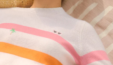 Ladies Brodie Cashmere Beach Embroidered Crew Neck