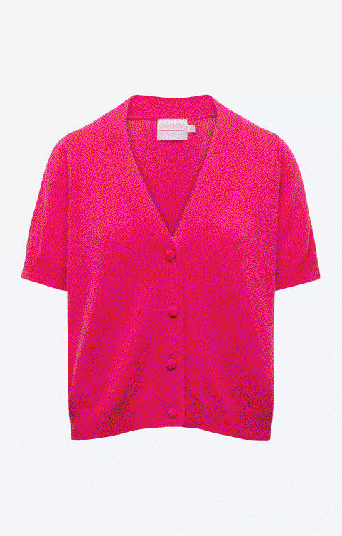 Ladies Brodie Cashmere Button Up Short Sleeve Cardigan