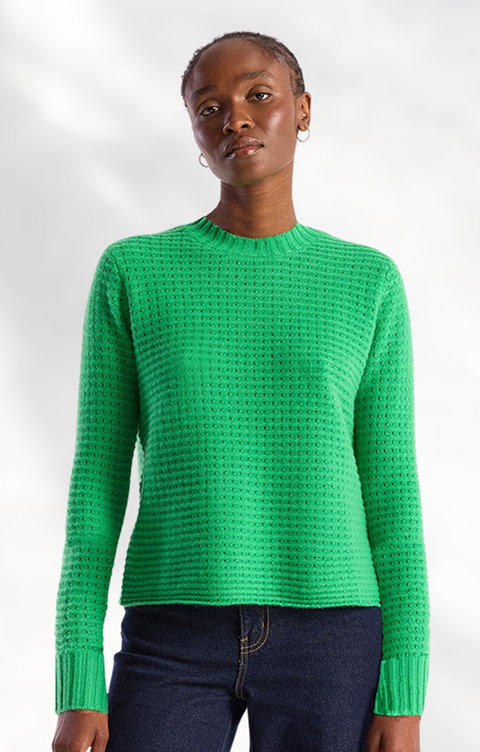Ladies Brodie Cashmere Open Stitch Crew Neck