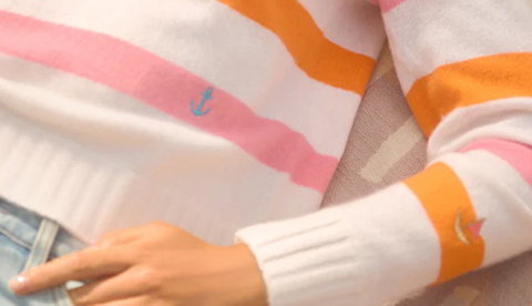 Ladies Brodie Cashmere Beach Embroidered Crew Neck