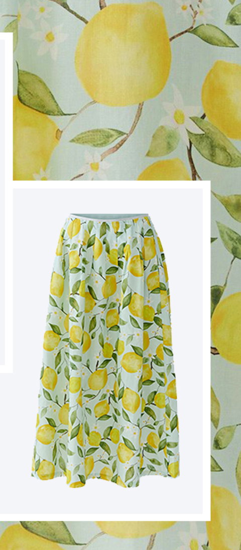 Ladies Oui Lemon Print Maxi Skirt