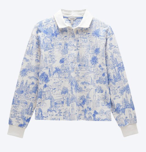 Ladies Joules Lara Long Sleeved Cropped Rugby Top