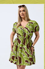 LIMITED COLLECTION groene palmblad mini-jurk