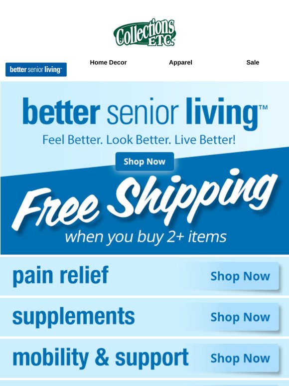 Find Better Senior Living for Less: Buy 2, and Shipping is Free!
