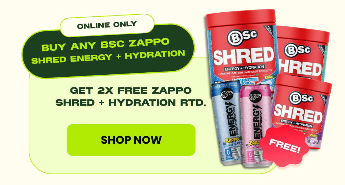 GET 2X FREE ZAPPO SHRED + HYDRATION RTD.