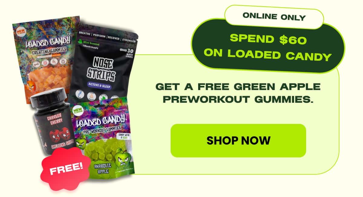 GET A FREE GREEN APPLE PREWORKOUT GUMMIES.
