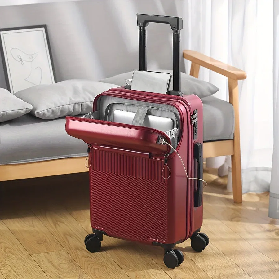 Image of Hard Shell Carry-On Luggage - USB Port, TSA Lock, Spinner Wheels
