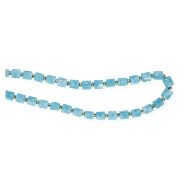 Blue Jade Long Necklace with Free Bracelet