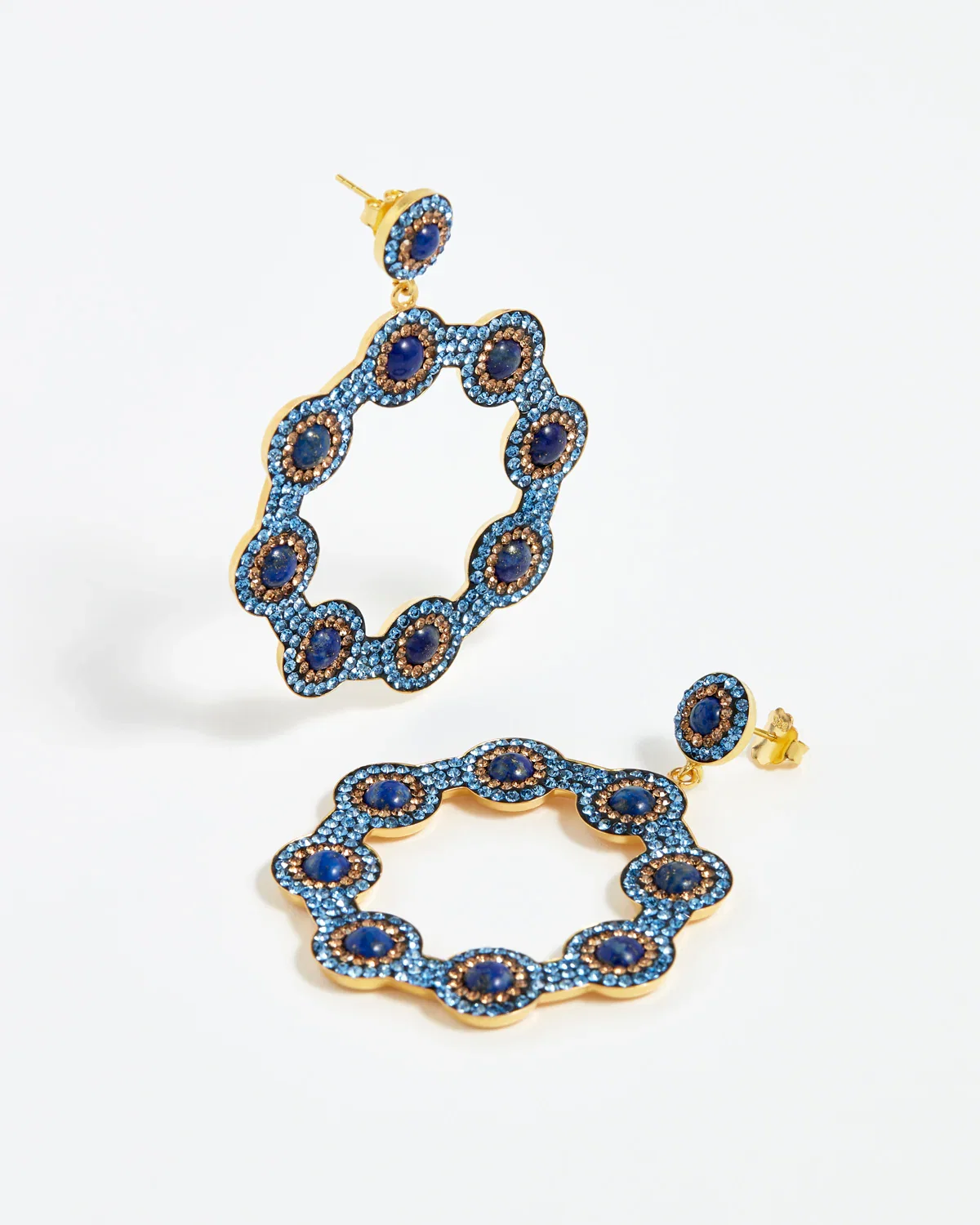 Image of Majolica Lapis Hoop Earrings