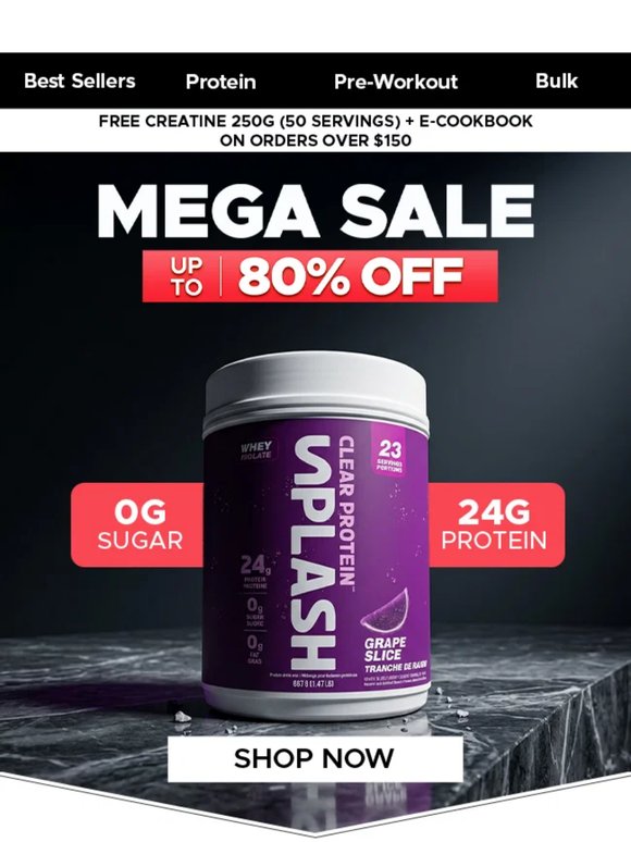 Hit $150 🚀 Unlock FREE Creatine (50 servings) + eCookbook (37 recipes)