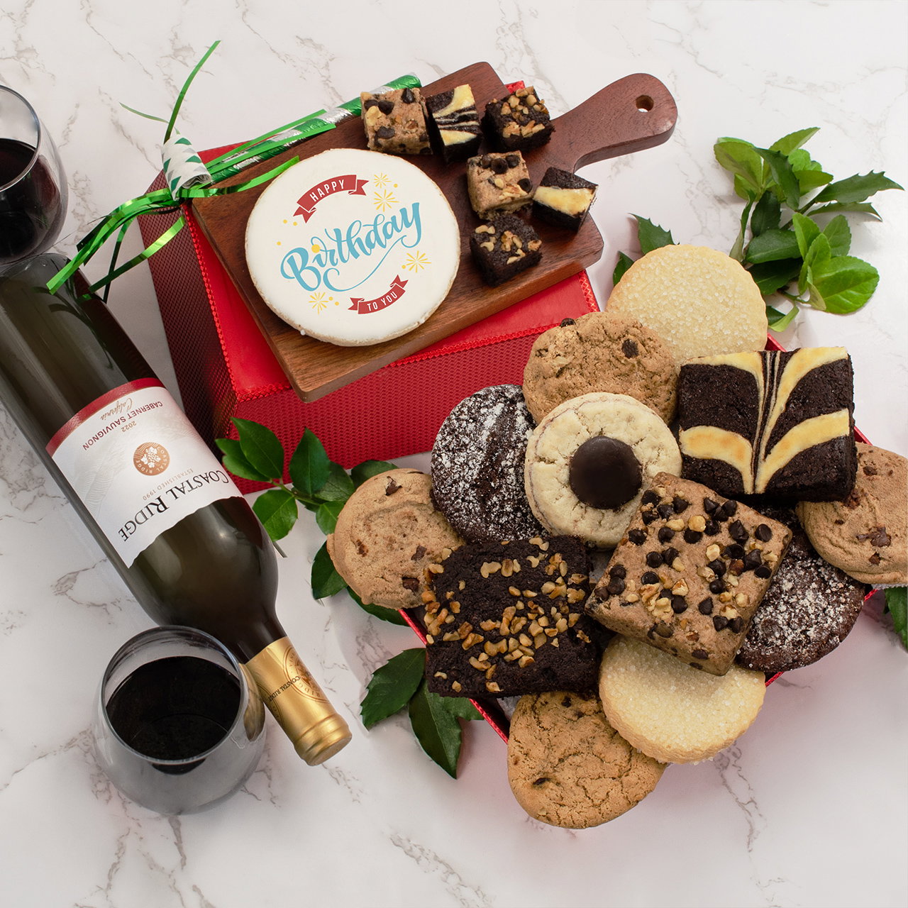 Image of Red Wine & Bakery Birthday Gift Basket