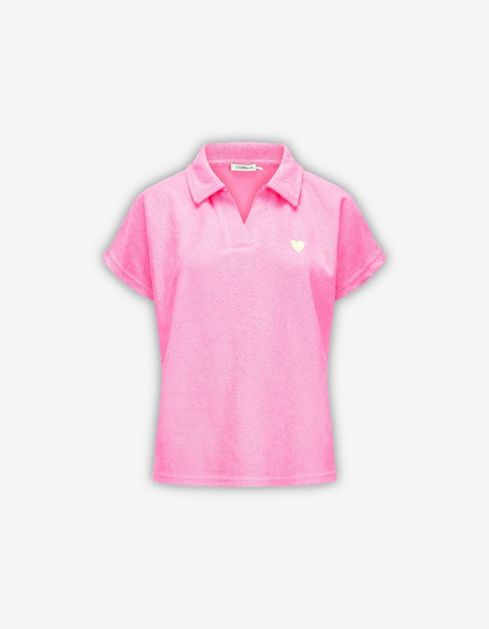 Frottee-Shirt mit Herz-Stickerei