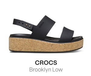 Crocs Women's Brooklyn Low Wedge Sandals in Black