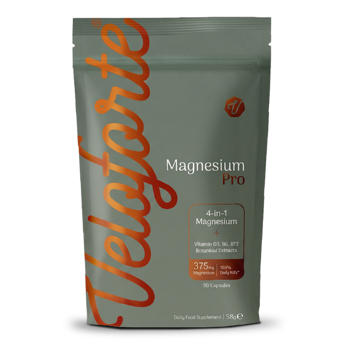 Pack shot of Veloforte's brand new MagnesiumPro and capsules 