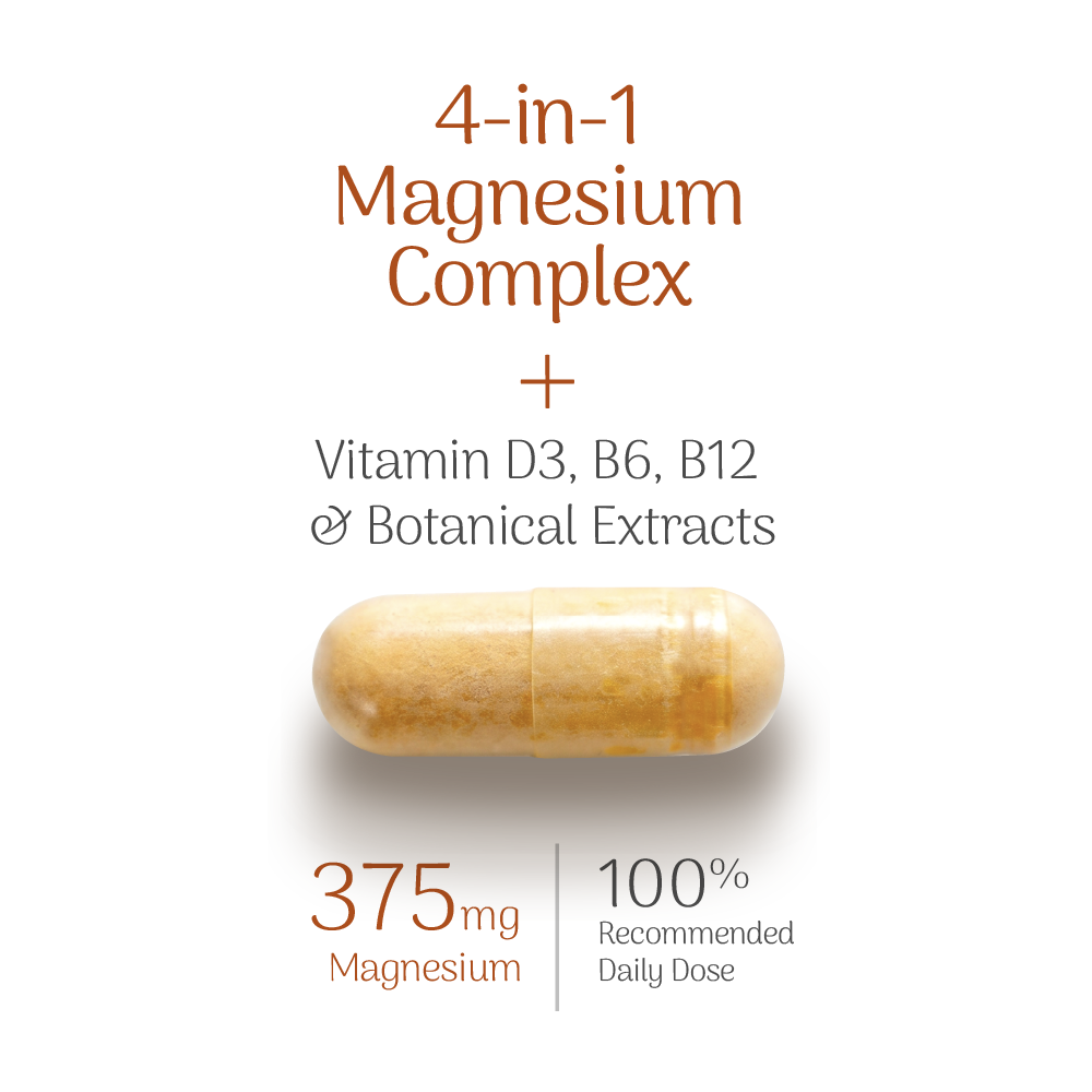 4-in-1 Magnesium Complex + Vitamin D3, B6, B12 and botanical extracts